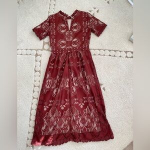 Dark cherry red dress. Midi length. Size small. From bohme. Like new